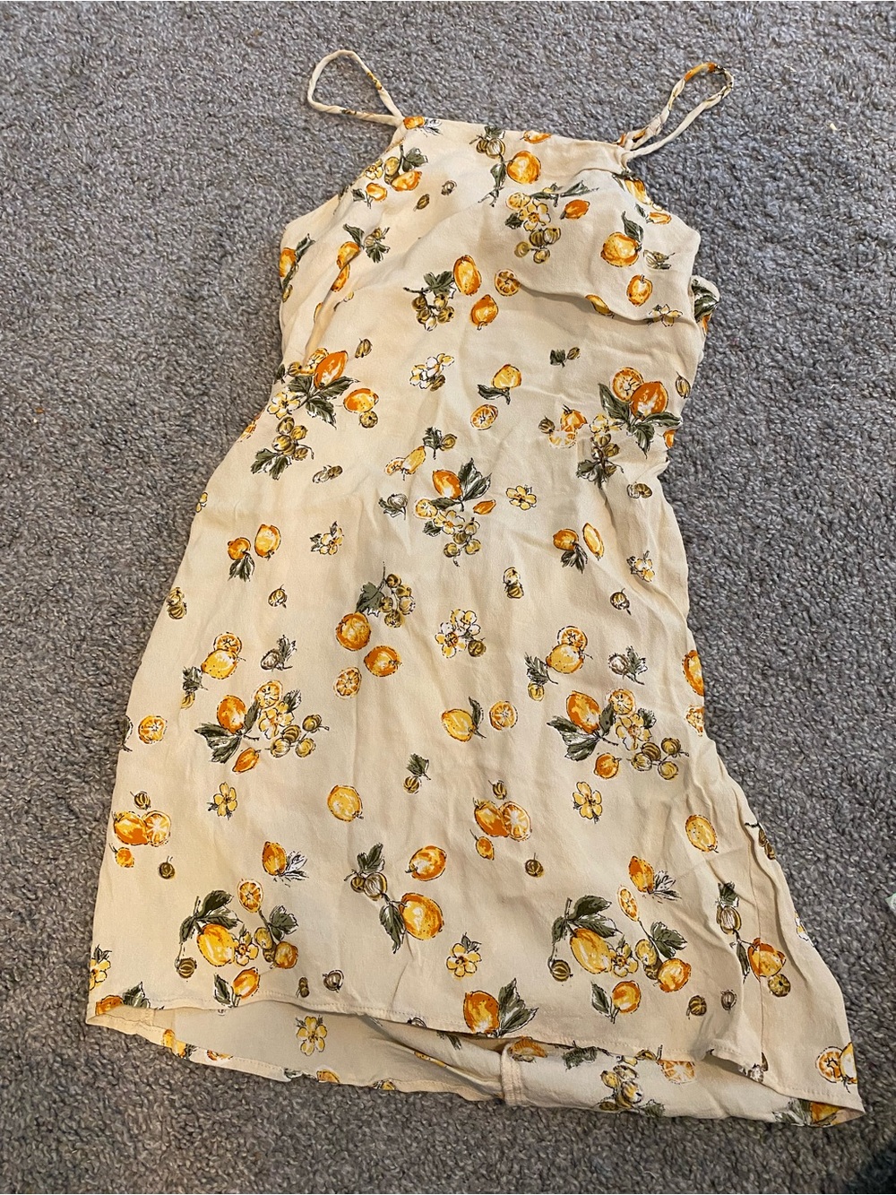 Yellow Lemon Print Spaghetti Strap Sundress